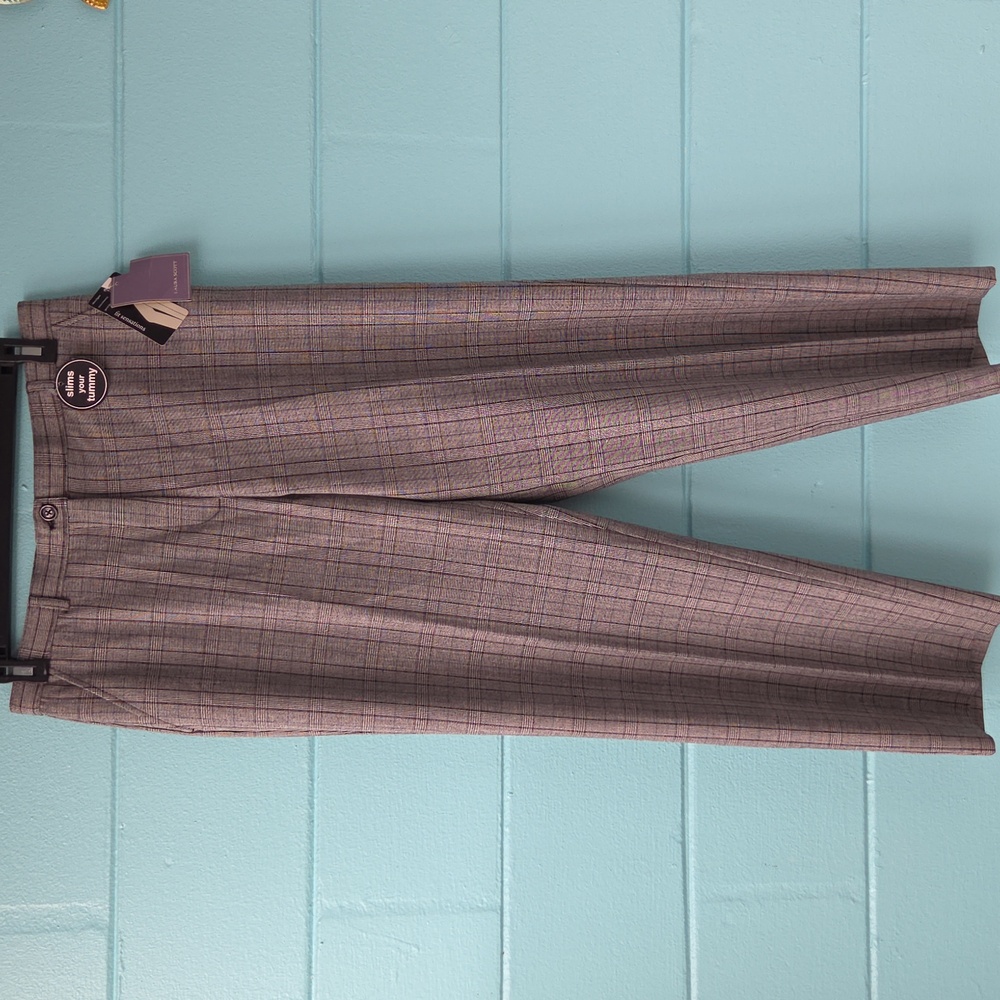 NWT "Laura Scott" Black Plaid Fit Sensations Pants Woman's Size Misses 14